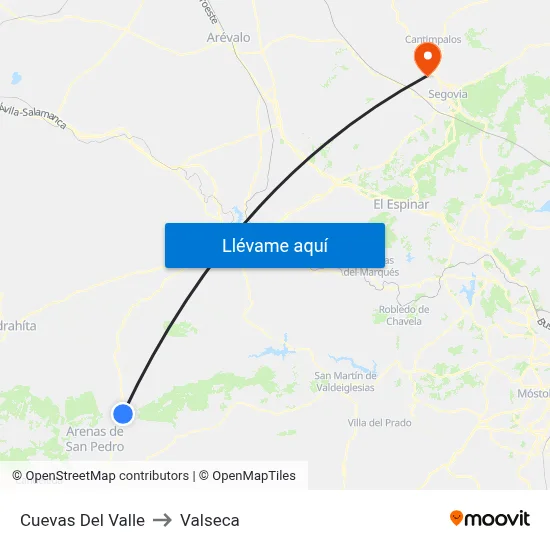 Cuevas Del Valle to Valseca map