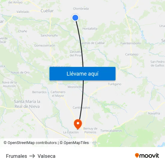 Frumales to Valseca map