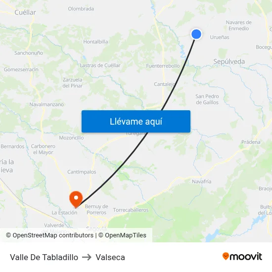 Valle De Tabladillo to Valseca map