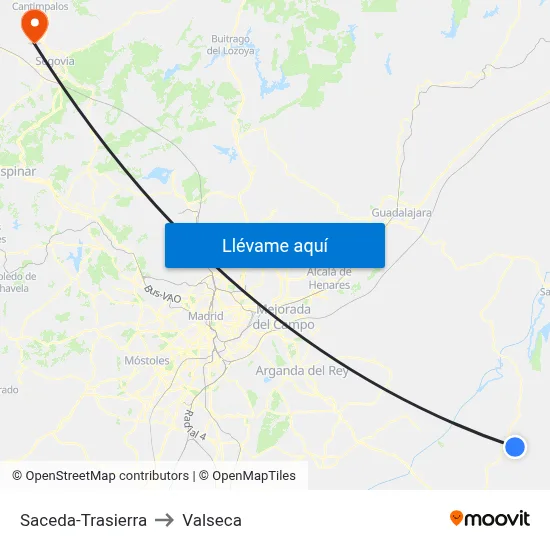 Saceda-Trasierra to Valseca map