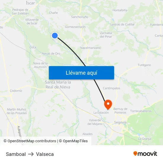 Samboal to Valseca map