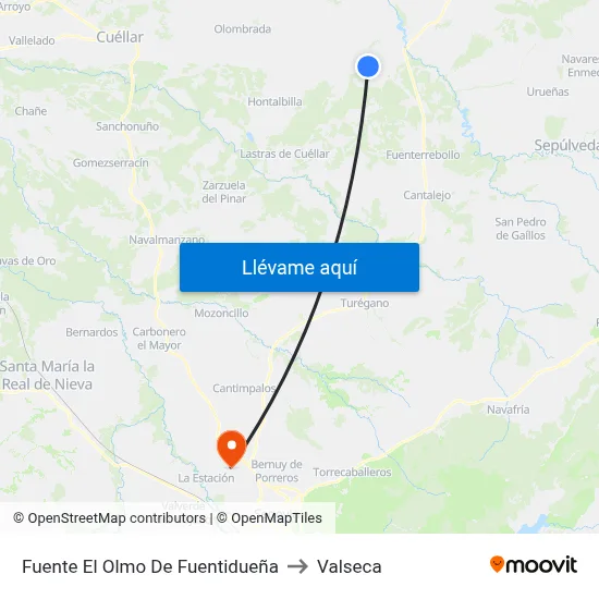 Fuente El Olmo De Fuentidueña to Valseca map