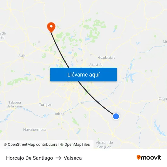 Horcajo De Santiago to Valseca map