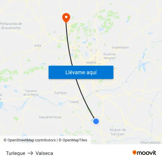 Turleque to Valseca map