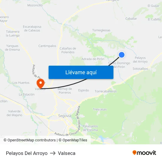 Pelayos Del Arroyo to Valseca map