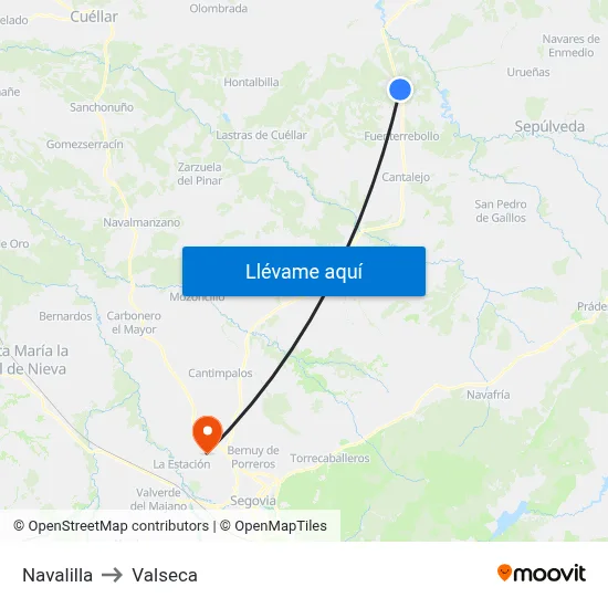 Navalilla to Valseca map