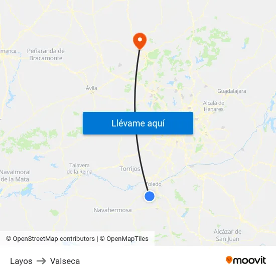 Layos to Valseca map