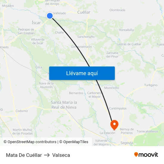 Mata De Cuéllar to Valseca map