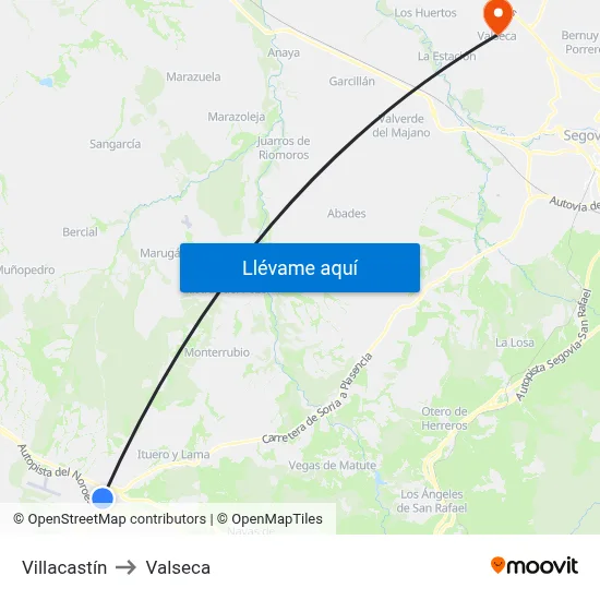 Villacastín to Valseca map