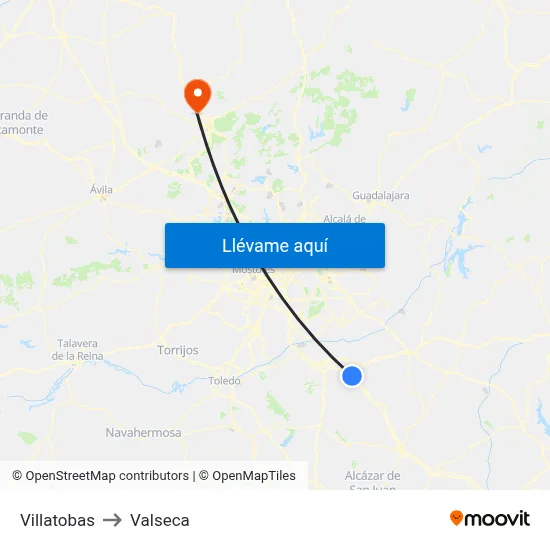 Villatobas to Valseca map