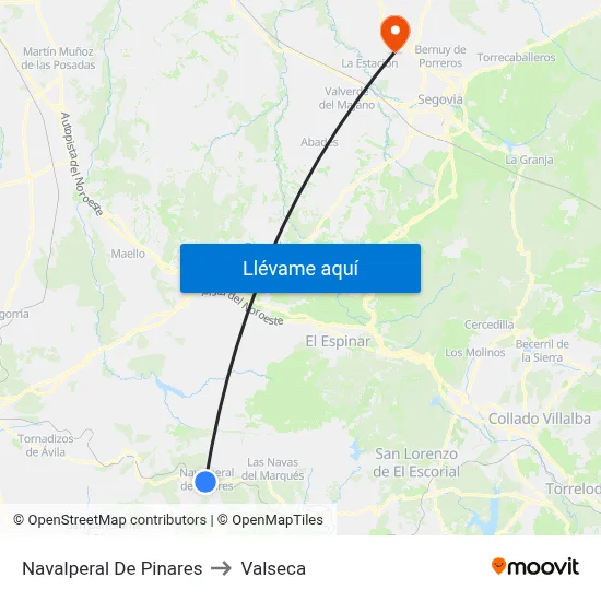 Navalperal De Pinares to Valseca map