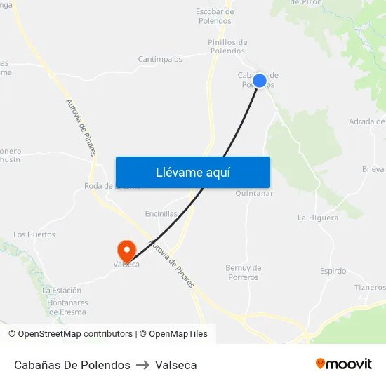 Cabañas De Polendos to Valseca map