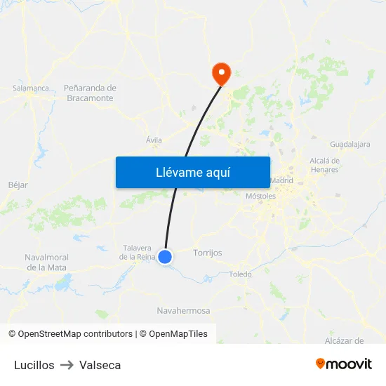 Lucillos to Valseca map