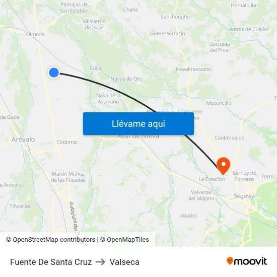 Fuente De Santa Cruz to Valseca map