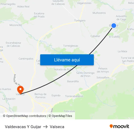 Valdevacas Y Guijar to Valseca map