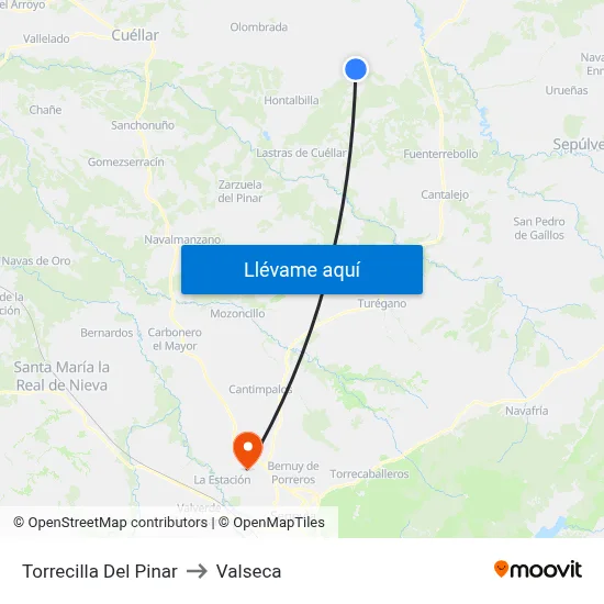 Torrecilla Del Pinar to Valseca map