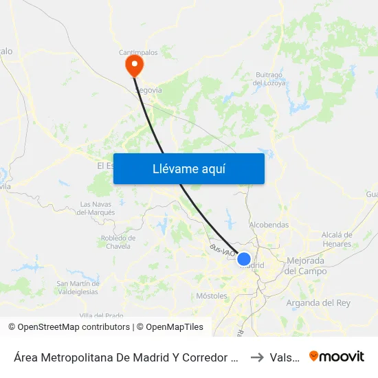 Área Metropolitana De Madrid Y Corredor Del Henares to Valseca map
