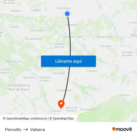 Perosillo to Valseca map