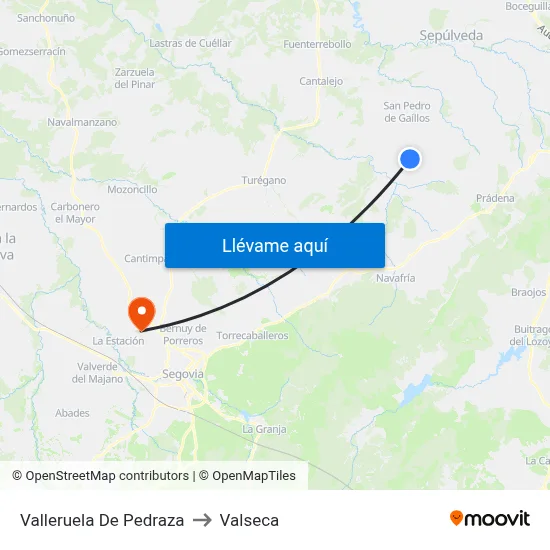 Valleruela De Pedraza to Valseca map