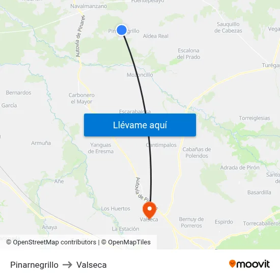 Pinarnegrillo to Valseca map