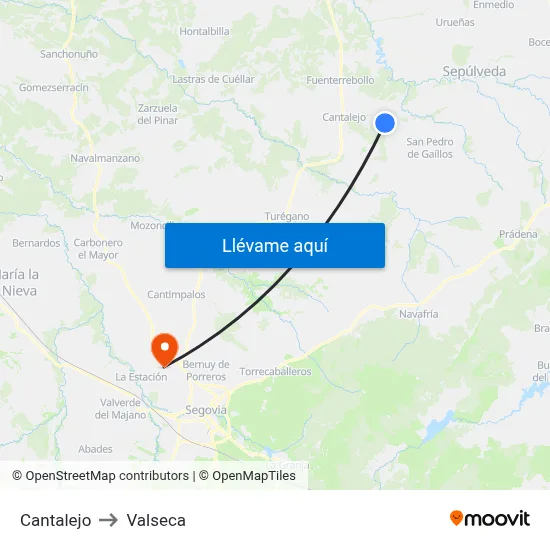 Cantalejo to Valseca map