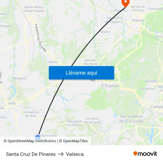 Santa Cruz De Pinares to Valseca map