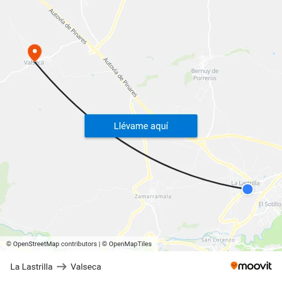La Lastrilla to Valseca map