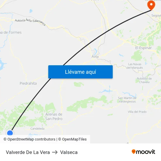 Valverde De La Vera to Valseca map