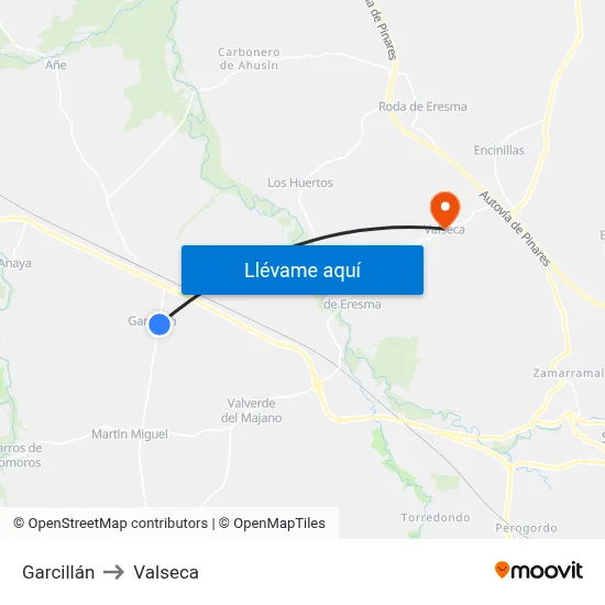 Garcillán to Valseca map