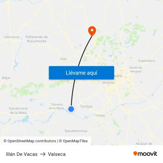 Illán De Vacas to Valseca map