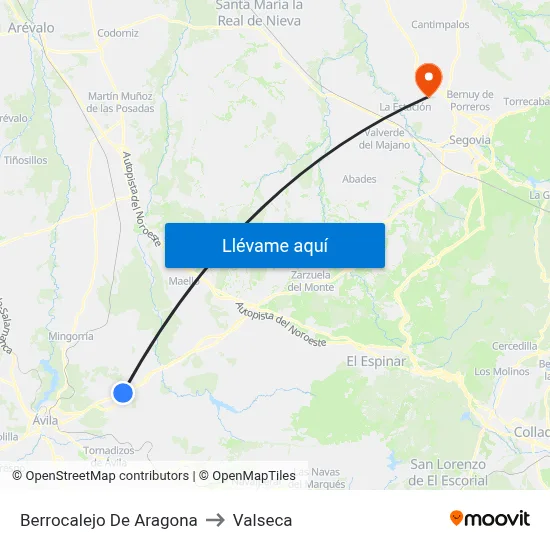 Berrocalejo De Aragona to Valseca map