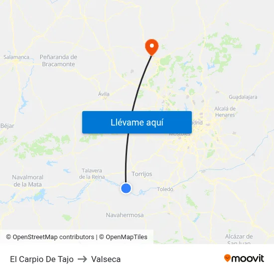 El Carpio De Tajo to Valseca map