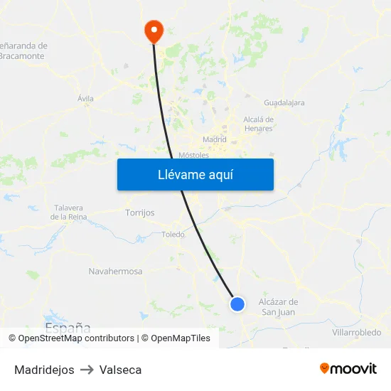 Madridejos to Valseca map