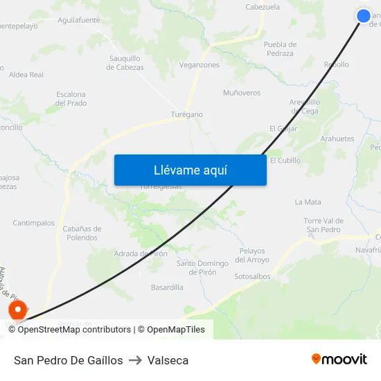 San Pedro De Gaíllos to Valseca map