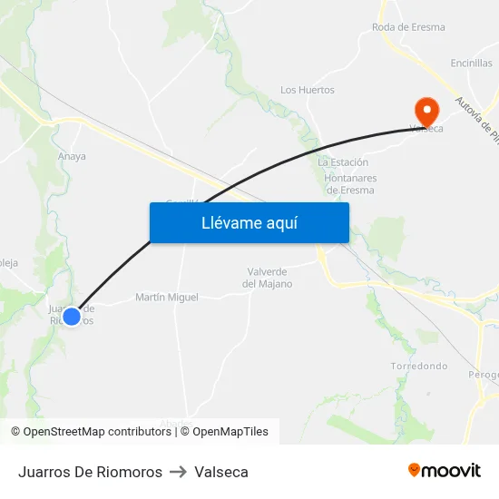 Juarros De Riomoros to Valseca map