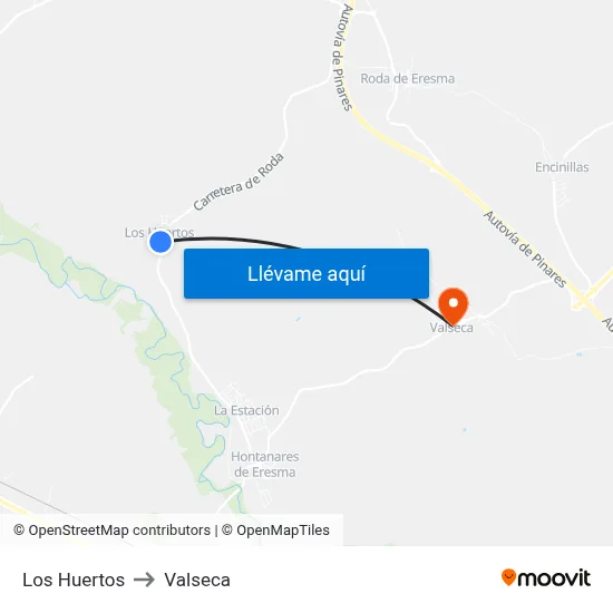 Los Huertos to Valseca map