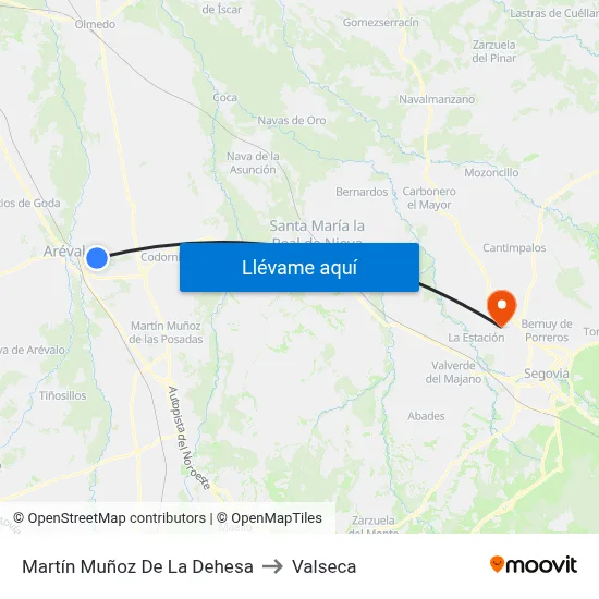 Martín Muñoz De La Dehesa to Valseca map