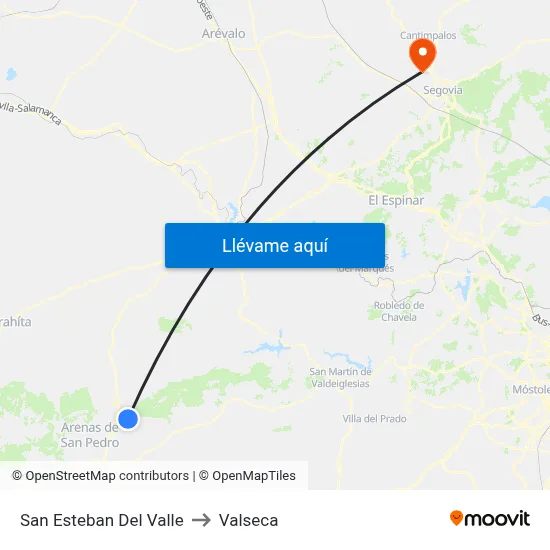 San Esteban Del Valle to Valseca map