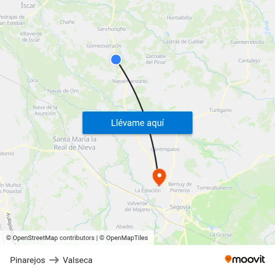 Pinarejos to Valseca map
