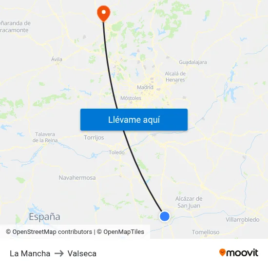 La Mancha to Valseca map