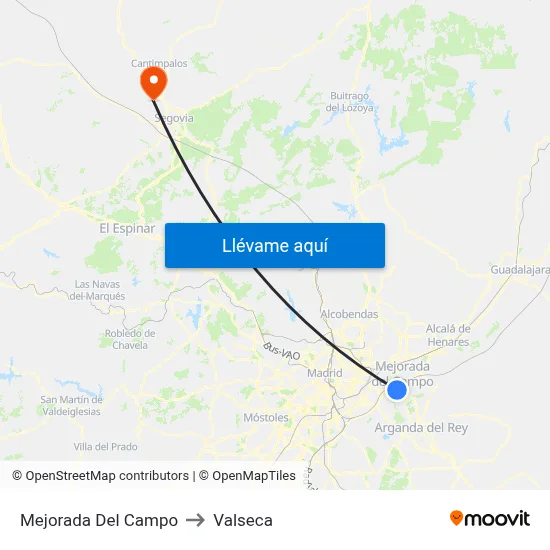 Mejorada Del Campo to Valseca map