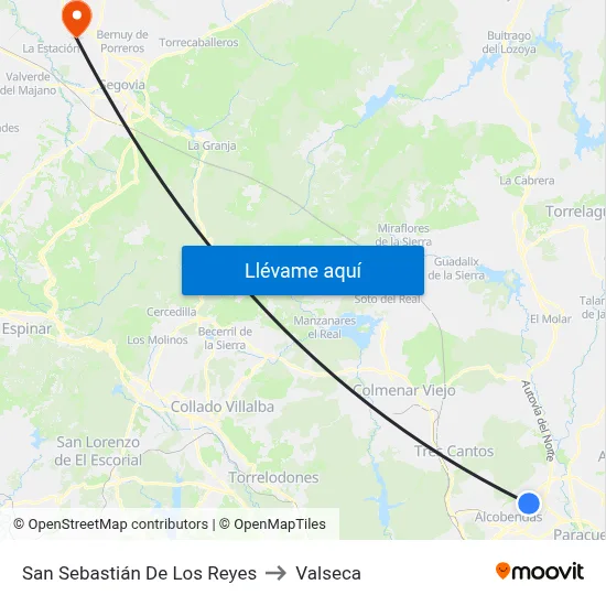 San Sebastián De Los Reyes to Valseca map