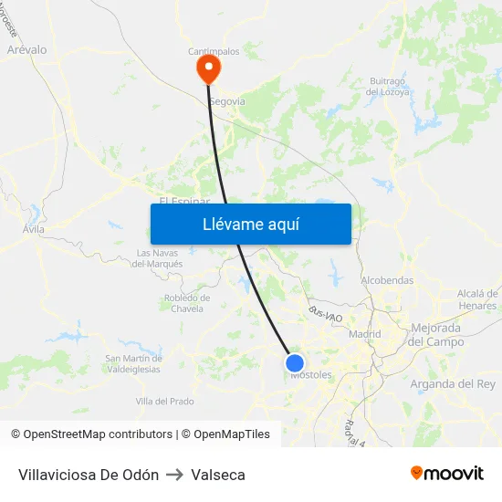 Villaviciosa De Odón to Valseca map
