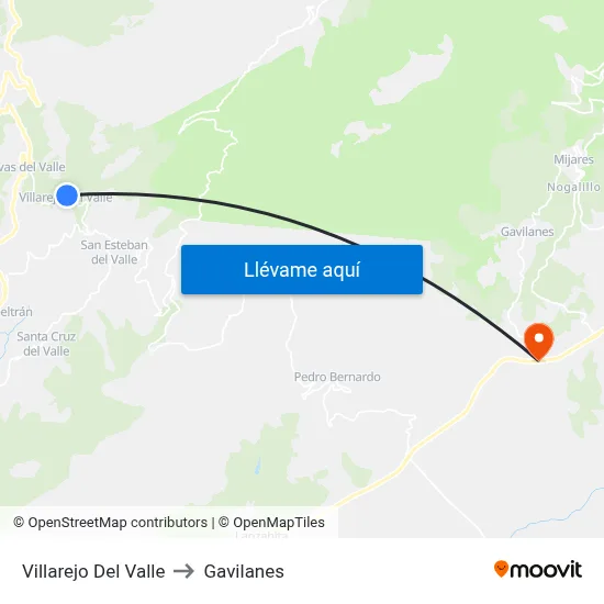 Villarejo Del Valle to Gavilanes map