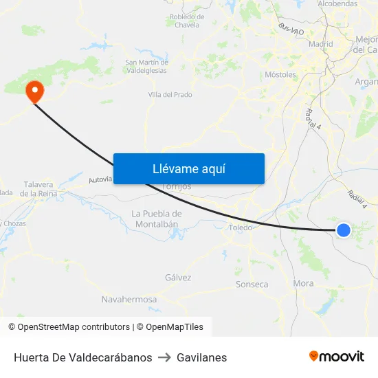 Huerta De Valdecarábanos to Gavilanes map