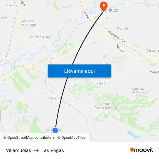 Villamuelas to Las Vegas map