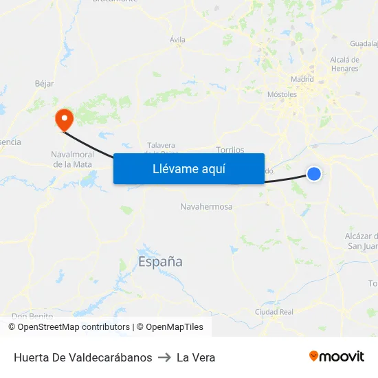 Huerta De Valdecarábanos to La Vera map