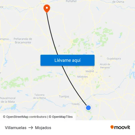 Villamuelas to Mojados map