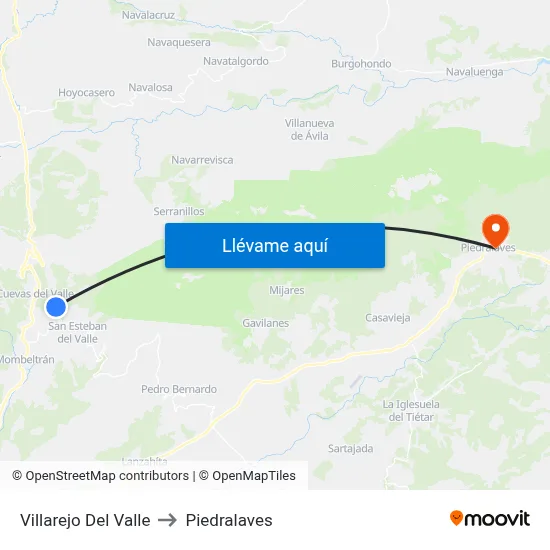 Villarejo Del Valle to Piedralaves map