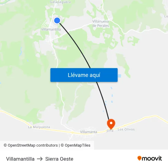 Villamantilla to Sierra Oeste map